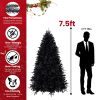 9ft Pre-Lit Black Christmas Tree, Full Halloween Xmas Artificial Tree 3176 Branch Tips, 750 Lights, Metal Hinges, Foldable Base