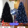 9ft Pre-Lit Black Christmas Tree, Full Halloween Xmas Artificial Tree 3176 Branch Tips, 750 Lights, Metal Hinges, Foldable Base