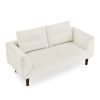 Convertible Futon Sofa Bed, Comfy Loveseat Sleeper Sofa with Adjustable Armrest, Strengthen Wood, Thick Padded Cushion