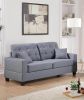 Living Room Furniture 2pc Sofa Set Grey Polyfiber Tufted Sofa Loveseat w Pillows Cushion Couch