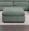 Sage Color 7pc Modular Sectional Set Corduroy Upholstery Couch 2x Corner wedge, 2x Armless Chairs 3x Ottomans Living Room Furniture