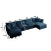 U-Shaped Sectional Sofa w/Reversible Footrest, 5-Seater Convertible Corner Couch with 2 Ottomans ,Modern Minimalist Soft Sofa & Couch for Living Room