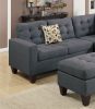 Modular Sectional w Ottoman Blue Grey Polyfiber 4pcs Sectional Sofa LAF And RAF Loveseat Corner Wedge Ottoman Tufted Cushion Couch