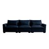 3 Seater Deep Seat Couches for Living Room, Wide and Deep Seat Comfy Living Roo Sofas with 3 Waist Pillows, Blue Corduroy