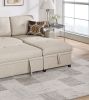 Beige Dorris Fabric Convertible Sectional Sofa Pull out Bed Couch Storage Chaise Cup Holders 2pc Sectional Living Room