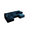 U-Shaped Sectional Sofa w/Reversible Footrest, 5-Seater Convertible Corner Couch with 2 Ottomans ,Modern Minimalist Soft Sofa & Couch for Living Room