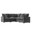 [VIDEO provided] [New] 84*84" Modern L Shape Modular Sofa, 5 Seat Chenille Sectional Couch Set with 2 Pillows Included