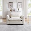 Beige Corduroy Deep Seat Single Sofa Accent Chair,Deep Seat Couch with Waist Pillow for Living Room/Apartment/Office