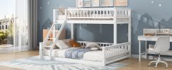 Twin XL over Queen Bunk Bed with Ladder and Guardrails, White