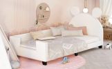 Twin Size Upholstered Daybed with Carton Ears Shaped Headboard, White