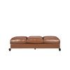 84.50'' Mid Century Cognac Brown 3-Seater Sofa, PU, Classic Retro Sofa with Rolled Arms ‚Äì Modern, Elegant, and Comfortable Couch