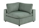 Sage Color 7pc Modular Sectional Set Corduroy Upholstery Couch 2x Corner wedge, 2x Armless Chairs 3x Ottomans Living Room Furniture