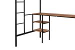 Twin-size Loft Bed with Table & Shelves/ Heavy-duty Sturdy Metal/ Built-in Table & Shelves/ Noise Reduced/ Safety Guardrail/ 2 Side Ladders/ CPC Certi