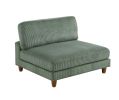 Contemporary Sage Color 6pc Modular Sectional Set Corduroy Upholstery Couch 2x Corner wedge, 2x Armless Chairs 2x Ottomans Living Room