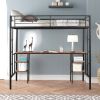 Twin-size Loft Bed with Table & Shelves/ Heavy-duty Sturdy Metal/ Built-in Table & Shelves/ Noise Reduced/ Safety Guardrail/ 2 Side Ladders/ CPC Certi