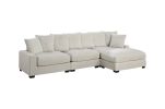 Contemporary Beige Color 4pc Modular Sectional Set Corduroy Couch LAF & RAF Chairs Armless Chair Ottoman Living Room Furniture