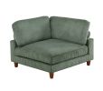 Contemporary Sage Color 6pc Modular Sectional Set Corduroy Upholstery Couch 2x Corner wedge, 2x Armless Chairs 2x Ottomans Living Room