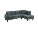 Living Room Furniture 2-PCS Sectional Sofa Set LAF Sofa And RAF Chaise Ash Black Color Tweeted-Like Velvet Tufted Couch Nailheads