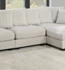 Contemporary Beige Color 4pc Modular Sectional Set Corduroy Couch LAF & RAF Chairs Armless Chair Ottoman Living Room Furniture