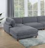 Contemporary Dark Gray 6pc Modular Sectional Set Corduroy Upholstery Couch 2x Corner wedge, 2x Armless Chairs 2x Ottomans Living Room