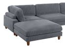 Contemporary Dark Gray 6pc Modular Sectional Set Corduroy Upholstery Couch 2x Corner wedge, 2x Armless Chairs 2x Ottomans Living Room