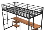 Twin-size Loft Bed with Table & Shelves/ Heavy-duty Sturdy Metal/ Built-in Table & Shelves/ Noise Reduced/ Safety Guardrail/ 2 Side Ladders/ CPC Certi