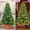 5FT PE/PVC Mixed Automatic Christmas Tree With Lights Xmas Decoration Light Up Holiday Season