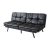 Futon Sofa Bed with Adjustable Backrests Sleeper Couch with Adjustable Armrests Convertible Sofa Couch Bed for Small Space Apartment Living Room Black