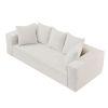 88.97inch Corduroy Sofa with 5 Matching Toss Pillows, Sleek Design, Spacious and Comfortable 3 Seater Couch for Modern Living Room.WHITE