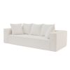 88.97inch Corduroy Sofa with 5 Matching Toss Pillows, Sleek Design, Spacious and Comfortable 3 Seater Couch for Modern Living Room.WHITE