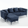 [NEW ARRIVED] [VIDEO PROVIDED]L Shaped Sectional Sofa , Convertible Storage Ottoman,Chenille ,Square Arm, Modern Tufted Couch ,3 Seater, And Nailhead