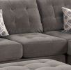 Living Room Sectional Waffle Suede Charcoal Color Sectional Sofa w Pillows Couch Tufted Cushion Contemporary (NO OTTOMAN)