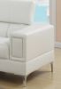 White Faux Leather Living Room 2pc Sofa set Sofa And Loveseat Furniture Couch Unique Design Metal Legs Adjustable Headrest