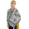 Blancho Bedding -Pa-a66-4 Lt-Grey Big Butterfly & Flower Elegant exquisitely Soft Tassel Ends Pashmina/Shawl/Scarf