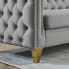 {Contact us for 3D modeling} Velvet Sofa for Living Room,Buttons Tufted Square Arm Couch, Modern Couch Upholstered Button and Metal Legs