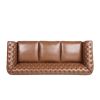 84.50'' Mid Century Cognac Brown 3-Seater Sofa, PU, Classic Retro Sofa with Rolled Arms ‚Äì Modern, Elegant, and Comfortable Couch