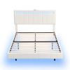 Queen Size Floating Bed Frame with LED Lights and USB Charging,Modern Upholstered Platform LED Bed Frame, White