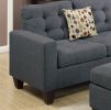 Modular Sectional w Ottoman Blue Grey Polyfiber 4pcs Sectional Sofa LAF And RAF Loveseat Corner Wedge Ottoman Tufted Cushion Couch