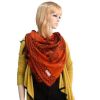 Blancho Bedding -Pa-616-1 Dark Orange Base Peony Flowers Patterns Exquisitely Soft Woven Pashmina/Shawl/Scarf