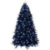 9ft Pre-Lit Black Christmas Tree, Full Halloween Xmas Artificial Tree 3176 Branch Tips, 750 Lights, Metal Hinges, Foldable Base