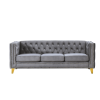 {Contact us for 3D modeling} Velvet Sofa for Living Room,Buttons Tufted Square Arm Couch, Modern Couch Upholstered Button and Metal Legs