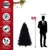 9ft Pre-Lit Black Christmas Tree, Full Halloween Xmas Artificial Tree 3176 Branch Tips, 750 Lights, Metal Hinges, Foldable Base