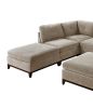 Camel Chenille Fabric Modular Sectional 7pc Set Living Room Furniture L-Sectional Couch 2x Corner Wedge 3x Armless Chairs and 2x Ottomans Tufted Back