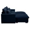 Corduroy Two-Seater Sofa with 2 Storage Footrest, 2 Seater Sectional deep seat sofa,Comfy Couches for Living Room ,Bule Sofa