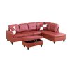 Red Faux Leather 3-Piece Couch Living Room Sofa Set