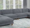 Contemporary Dark Gray 6pc Modular Sectional Set Corduroy Upholstery Couch 2x Corner wedge, 2x Armless Chairs 2x Ottomans Living Room