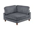 Contemporary Dark Gray 6pc Modular Sectional Set Corduroy Upholstery Couch 2x Corner wedge, 2x Armless Chairs 2x Ottomans Living Room