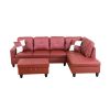 Red Faux Leather 3-Piece Couch Living Room Sofa Set