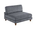 Contemporary Dark Gray 6pc Modular Sectional Set Corduroy Upholstery Couch 2x Corner wedge, 2x Armless Chairs 2x Ottomans Living Room