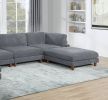 Contemporary Dark Gray 6pc Modular Sectional Set Corduroy Upholstery Couch 2x Corner wedge, 2x Armless Chairs 2x Ottomans Living Room